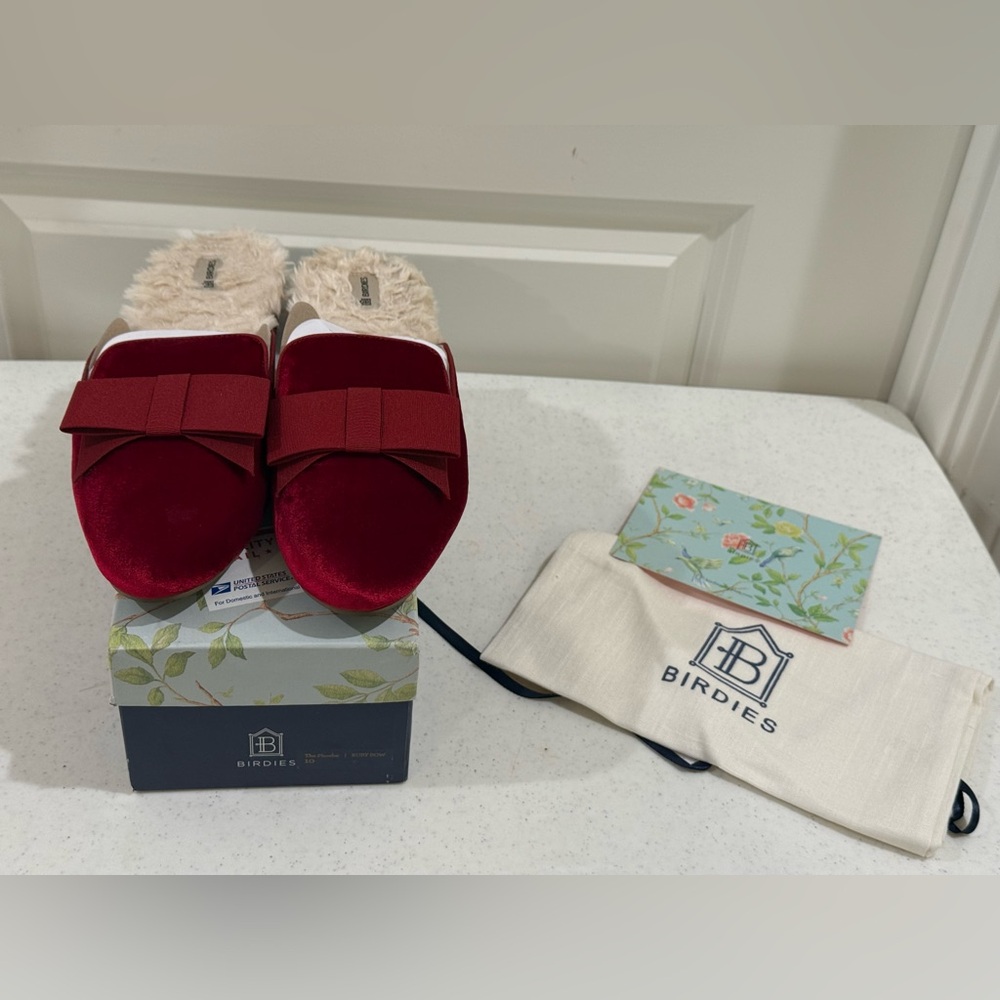 Birdies Women's Red Velvet “ The Phoebe “ Slippers ~ Worn 2X ~ Like New - Picture 6 of 11